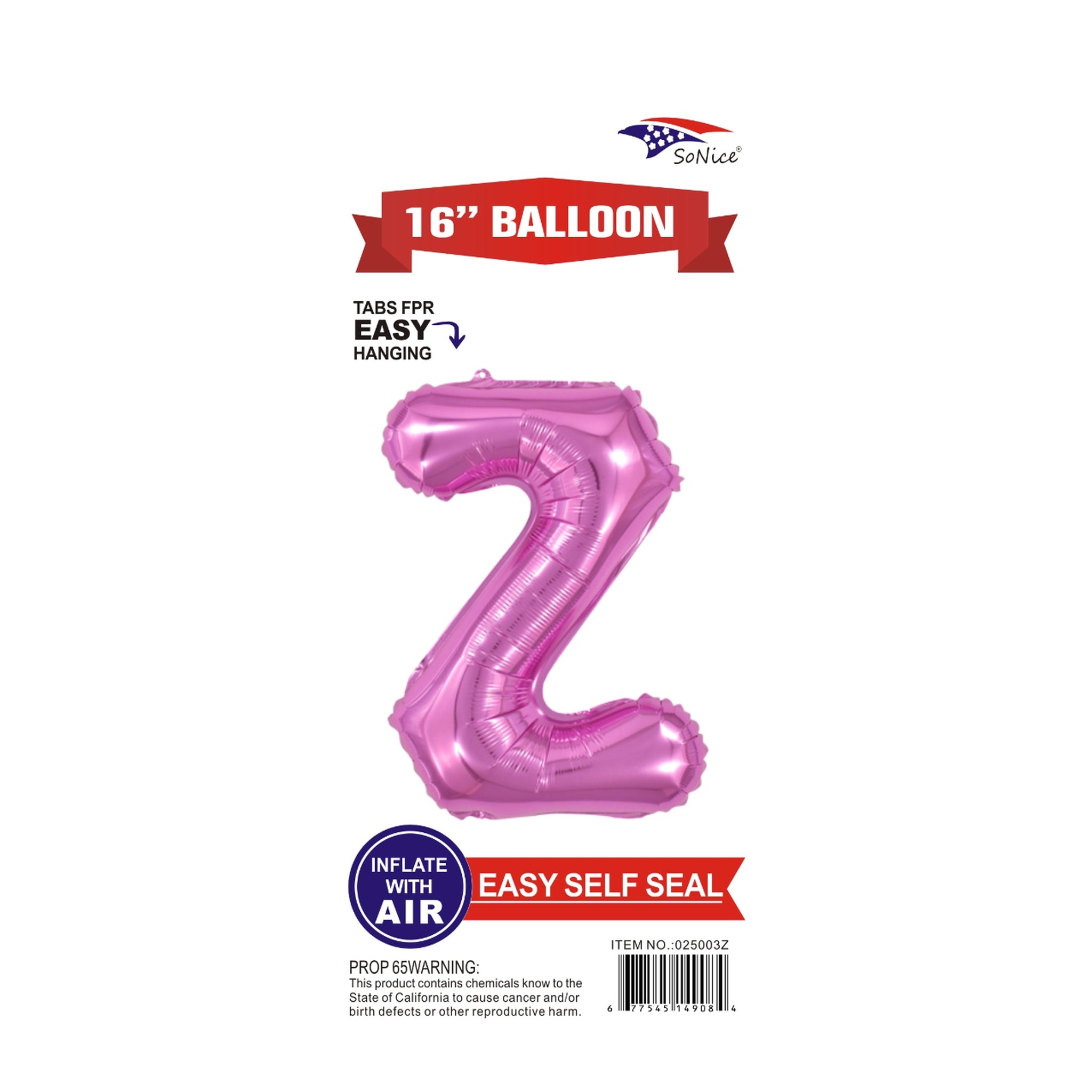 16" Foil Balloon Pink Z .